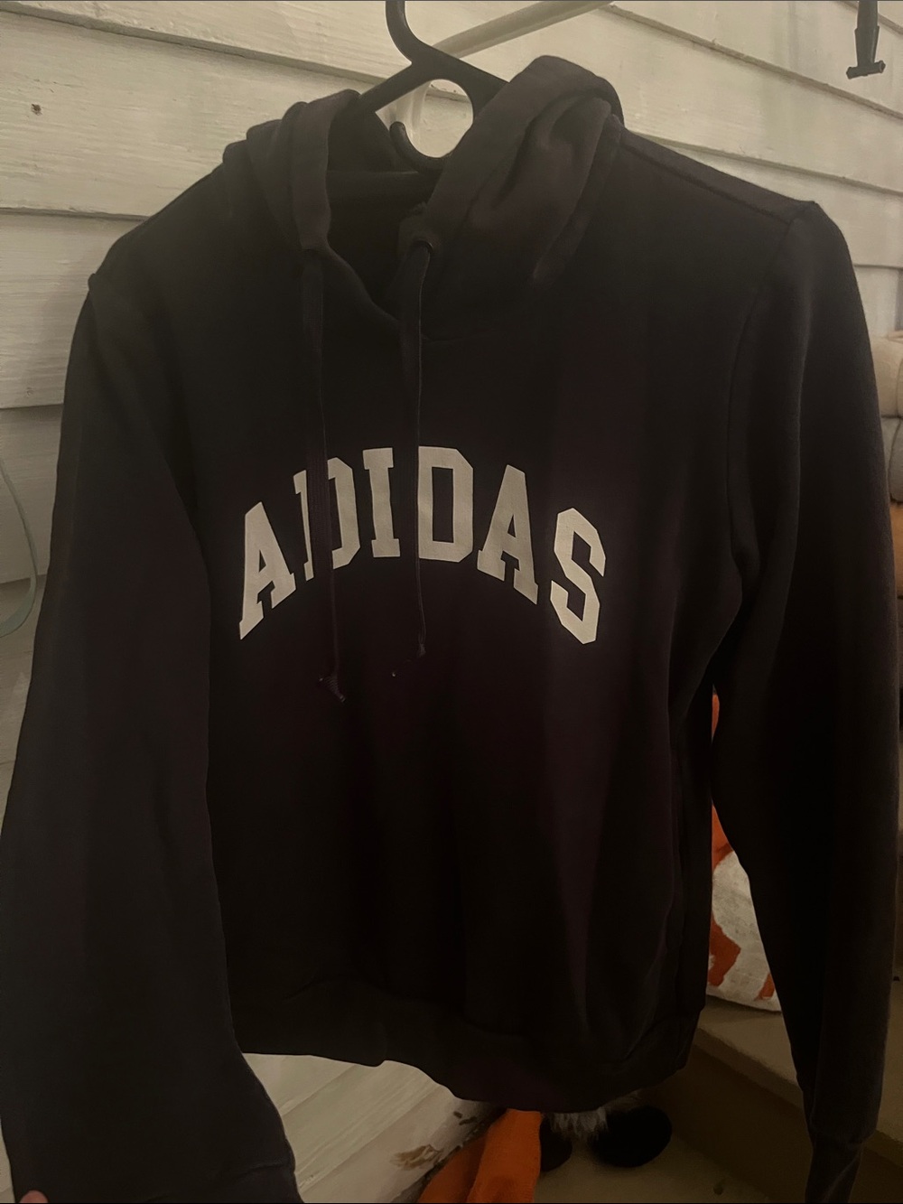 adidas Black Crewneck Hoodie with White Arch Logo